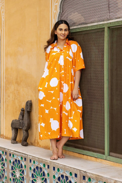Mandarin (Printed Cotton Collar Dress)