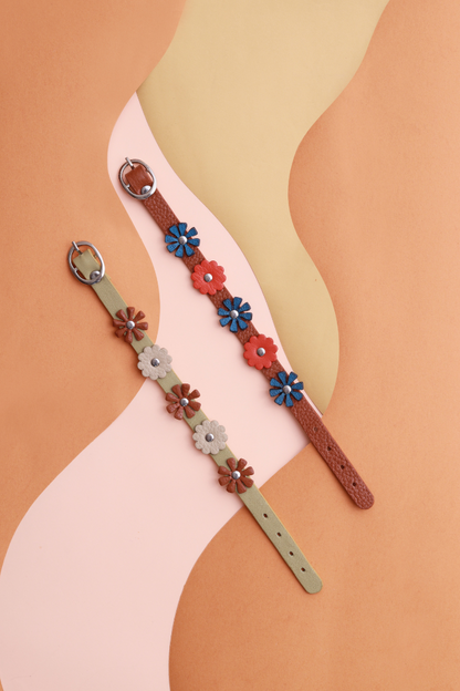 Flower Band (Tan/Coral/Blue)